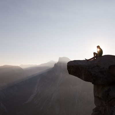 man on cliff